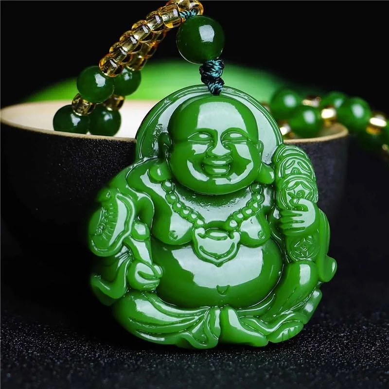 Women Accessories Trending - Cinese Verde Giada Buddha Maitreya Collana
